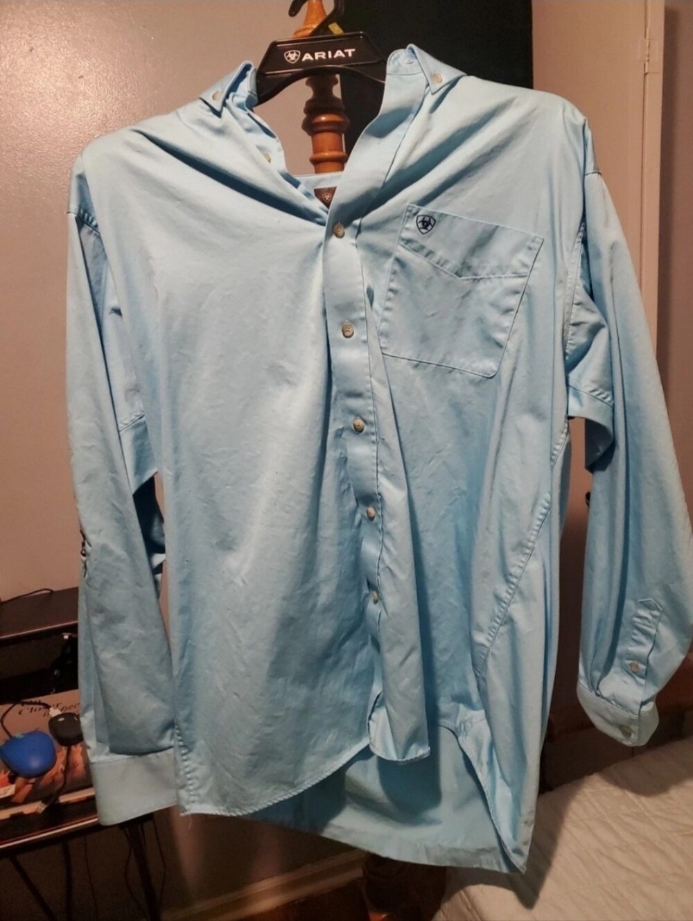 Ariat Men's Long-Sleeve Light Blue Button-Down Shirt